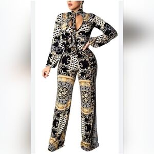 Sexy Elegant Long Straight Pants Cocktail Party Jumpsuit With Zipper Size XXL